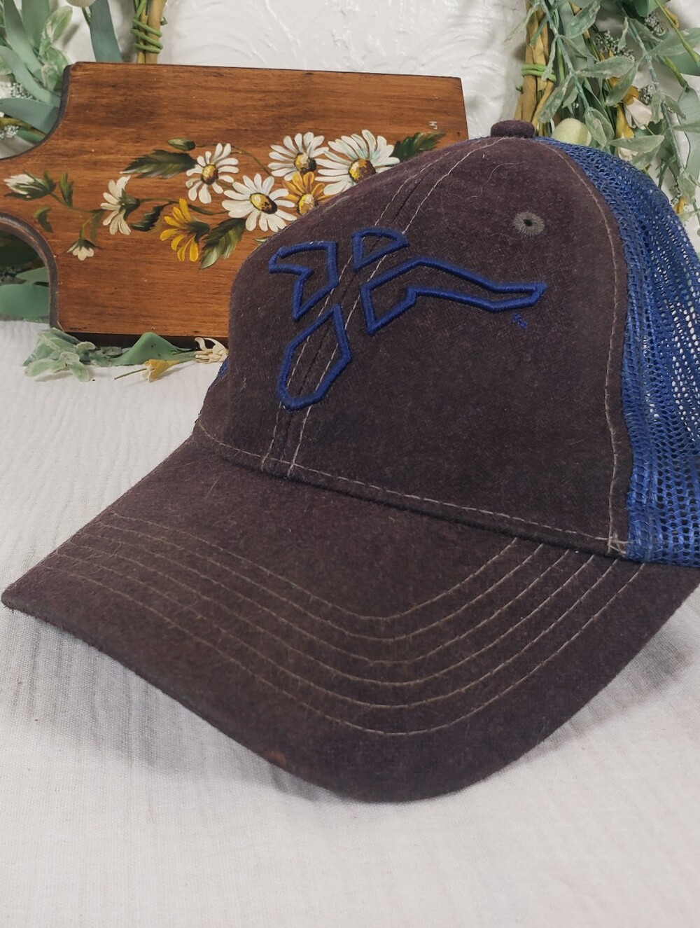 Wrangler 20X Brown and Blue Snapback Trucker Hat